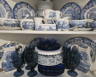 and more blue dishes, different makers