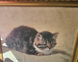 sweet vintage cat painting