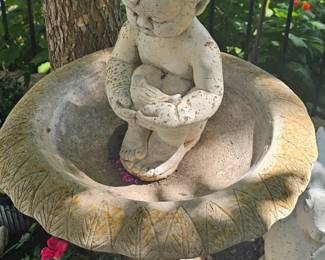 small fountain and statue, sold separately
