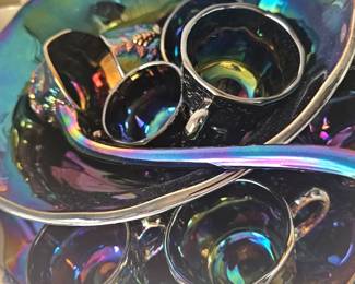 Depression glass punch bowl