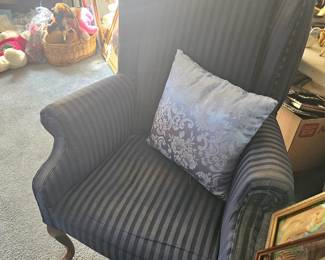 stripped wingback chair