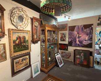 Shell mirrors, stained glass shade and more
