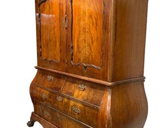 Antique 19th Century Empire Dutch Bombe Cabinet with claw feet