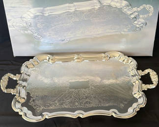 Lot 9: Silver-plated Chippendale Tray