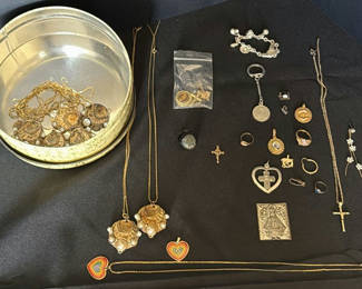 Lot 38: Assorted Jewelry Collection with Religious Pendants