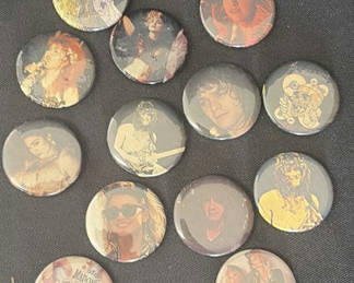 Lot 53: Assorted round celebrity music pins