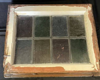 Lot 1: Nine-Pane Glass Tile Panel in Wooden Frame