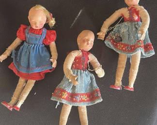 Lot 51: Three Vintage Fabric Rag Dolls