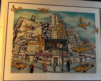 Hailing a Sky Cab 166/295 pencil signed Serigraph Linnea Pergola