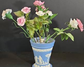 Wedgwood Jasperware Flower Pot with Bone China Flowers