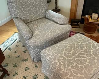 Pottery Barn Buchanan Roll Arm Swivel Armchair w or Ottoman
