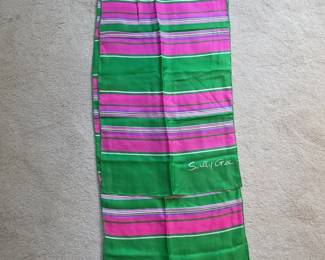 Sally Gee Striped Silk Scarf