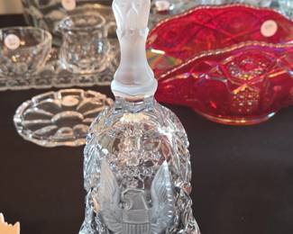 Crystal Bell with Eagle and Stars Etching  West Germany