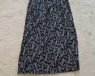 Vintage Black Paisley Print Maxi Skirt