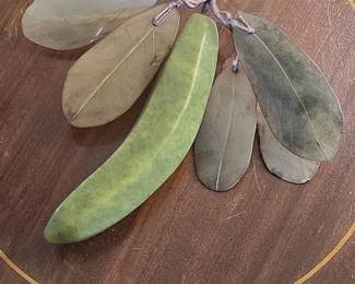 Carved Banana Pendant with Leaf Charms Glass and Marble