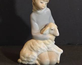 Lladro Shepherd Boy with Lamb Porcelain Figurine 