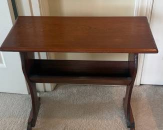 Antique Oak Side Table with Magazine Rack