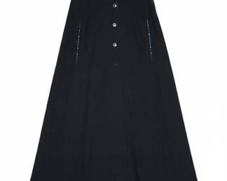 Burberry Reversible Plaid and Black Wool Blend Cape 