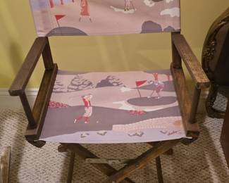 Vintage Directors Chair with MidCentury Golf Scene Fabric