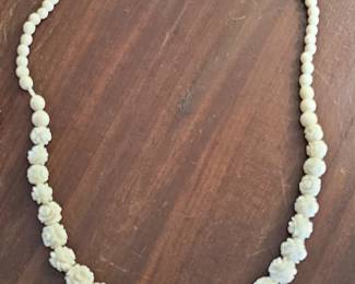 Carved Bone Flower Necklace