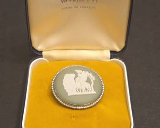 Wedgwood Jasperware Cameo Brooch  Pegasus and Rider
