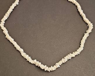 White Puka Shell Chip Necklace with GoldTone Clasp