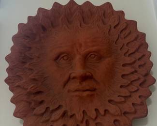 Terracotta Sun Face Wall Plaque second image