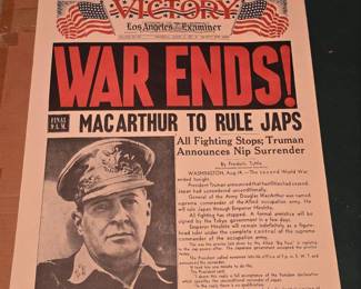 Los Angeles Examiner WAR ENDS Newspaper Poster  August ,