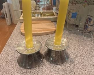 Pair of SilverPlated and Crystal Candlesticks