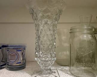 Fostoria American Clear Cut Crystal Pedestal Vase