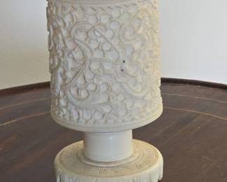 Carved Ivory Brush Pot with Dragon Motif