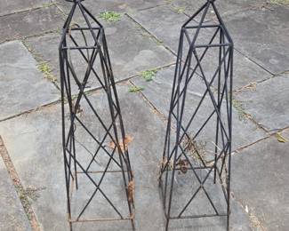 Pair of Metal Garden Obelisks