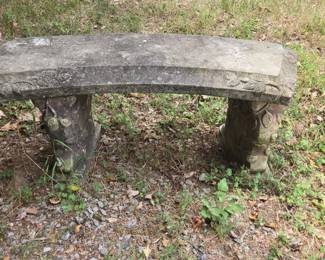 Vintage Concrete Garden Bench with Floral Carvings