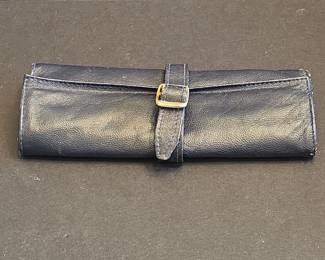 Madame Bovary Navy Blue Faux Leather Jewelry Roll Case