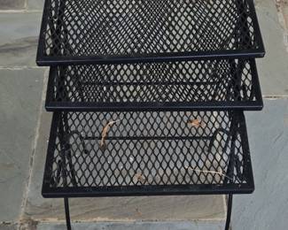 Black Metal Mesh Tiered Side Table
