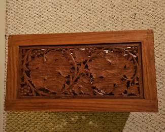 Vintage HandCarved Wooden Wine Rack with Grapevine Motif second image