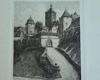 Rothenburg Gate Etching by Ernst Geissendorfer