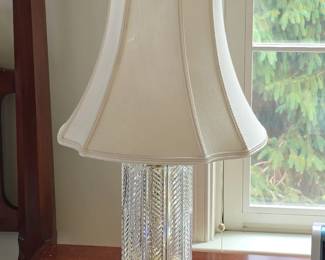Pair of Waterford Crystal and Brass Table Lamps