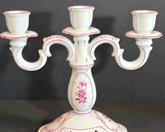 Kaiser Porcelain Candelabra with Pink Floral Motif B