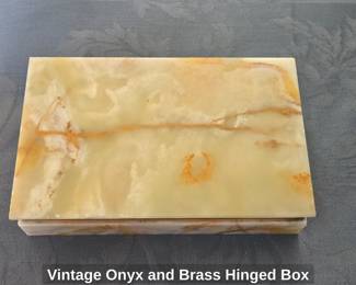 Vintage Onyx and Brass Hinged Box