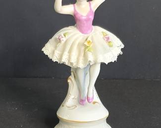 Porcelain Ballerina Figurine with Lace Skirt  Carl Schneidt