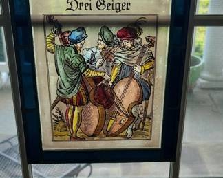 Jost Amman Drei Geiger Stained Glass Panel