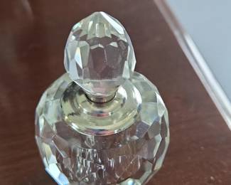 Oleg Cassini Cut Crystal Perfume Bottle with Dauber