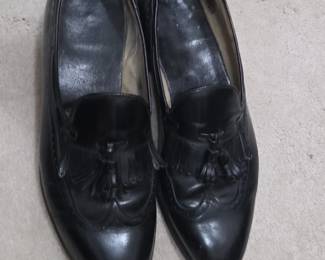 Mens Black Leather Kiltie Tassel Loafers