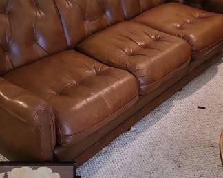 Brown Tufted Leather Chesterfield Sofa