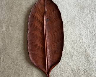 Hand Carved Wooden Leaf Tray  PartyLite Island Escape second image