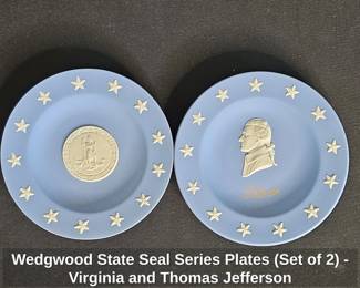 Wedgwood State Seal Series Plates Set of   Virginia and Thomas Jefferson
