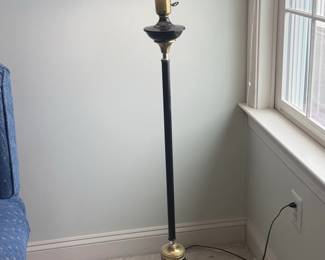Vintage Black and Gold Toleware Floor Lamp fifth image