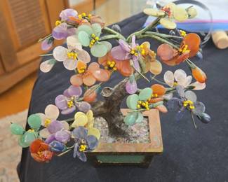 Vintage Gemstone Bonsai Tree Figurine