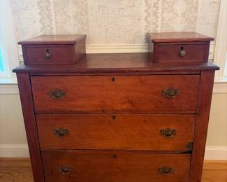 Antique Cherry Wood Chest of Drawers with Two Top Boxes